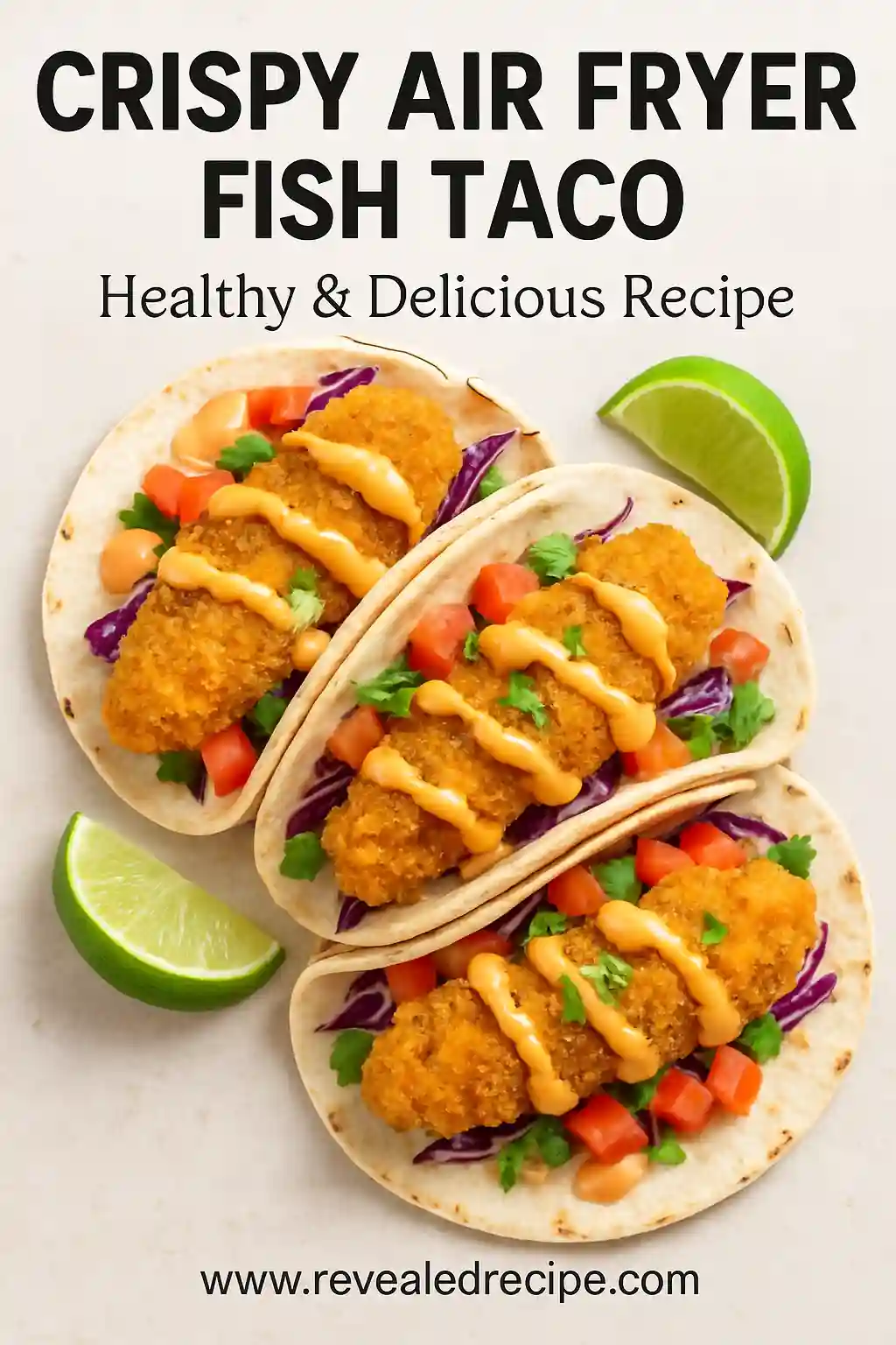 Recipe card for air fryer fish tacos Recipe card for air fryer fish tacos